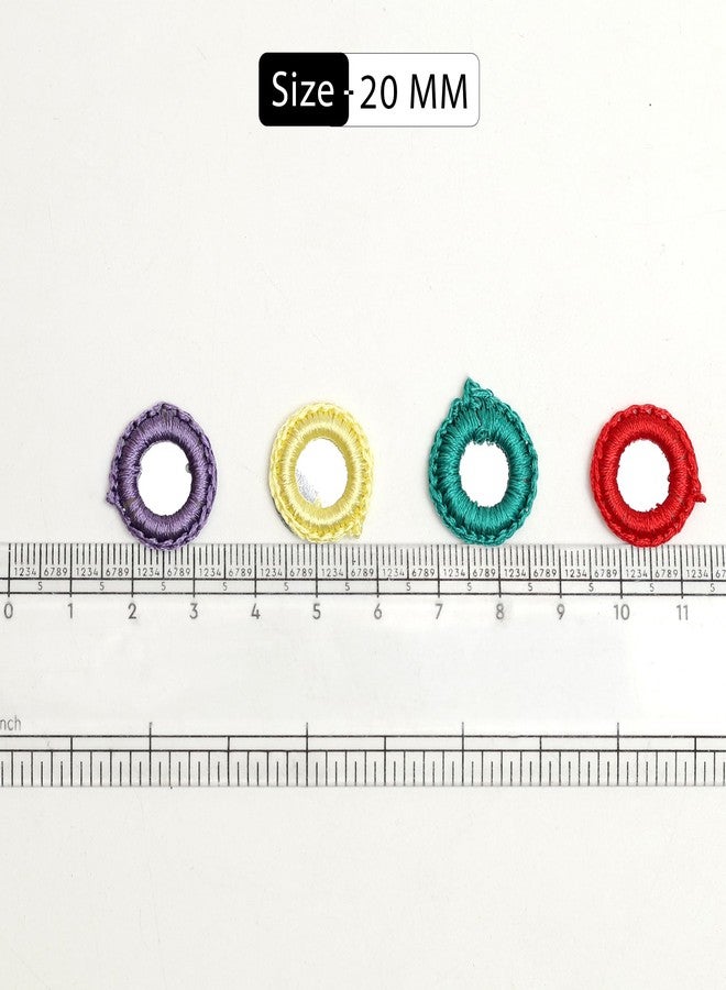 EmbroideryMaterial 100 Pcs Crochet Acrylic Mirrors for Craft, DIY, Dress Designing, Jewellery Making, Saree Embellishments & Decorative Projects (Yellow, Red, Purple, Green - 20MM, 25 Pcs/Color) - Image 3